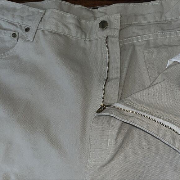 Carhartt Mens 42x32 Rugged Flex Straight Fit Canvas Tapered Work Pants Khaki New - Picture 3 of 5